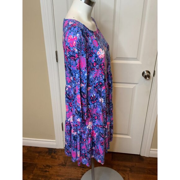 Lilly Pulitzer Birds Eye View Gemma Blue Pink Swing Dress, Size M - Picture 2 of 5